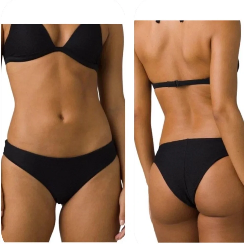 NWT prAna Size Large Black Gemma Swim Bikini Bottom Swimwear